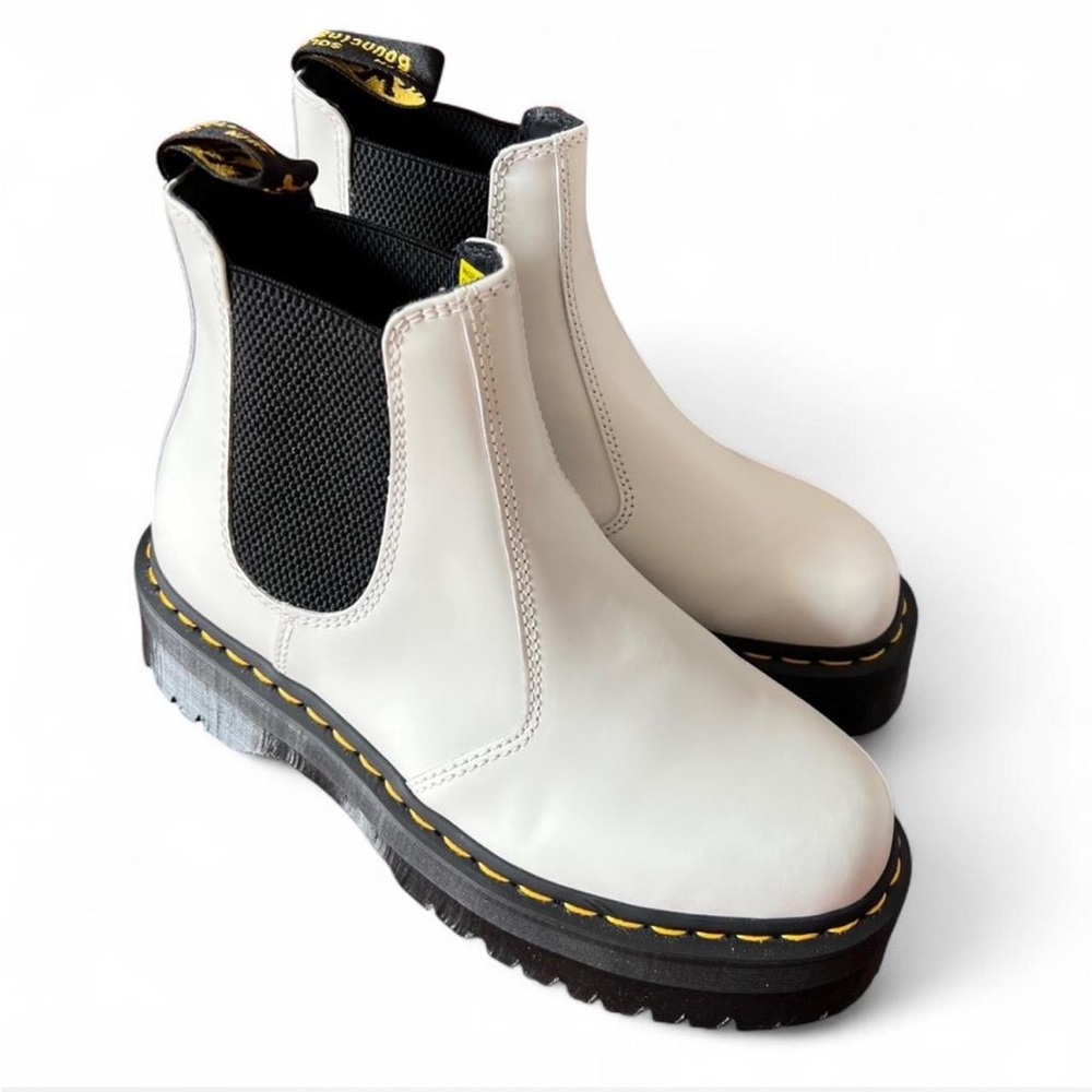 Dr. Martens 2976 Quad Hightop White Leather Chelsea Boots